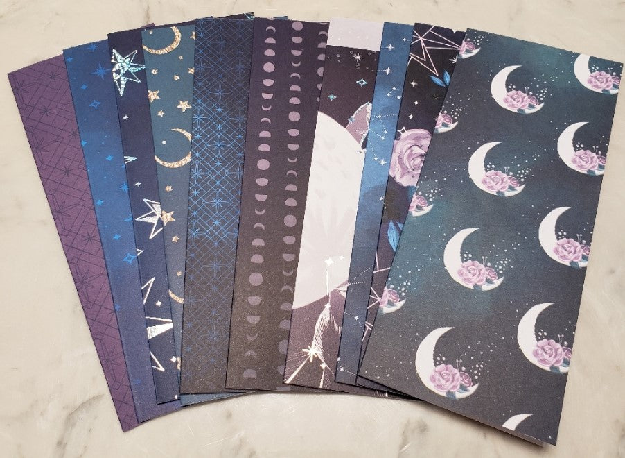 Laminated cash envelopes | set of 10 | Moon Flower Magic Moon | Dave Ramsey inspired