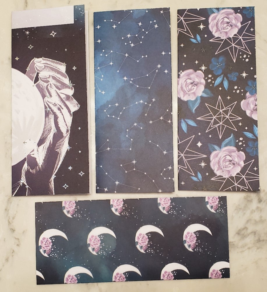 Laminated cash envelopes | set of 10 | Moon Flower Magic Moon | Dave Ramsey inspired