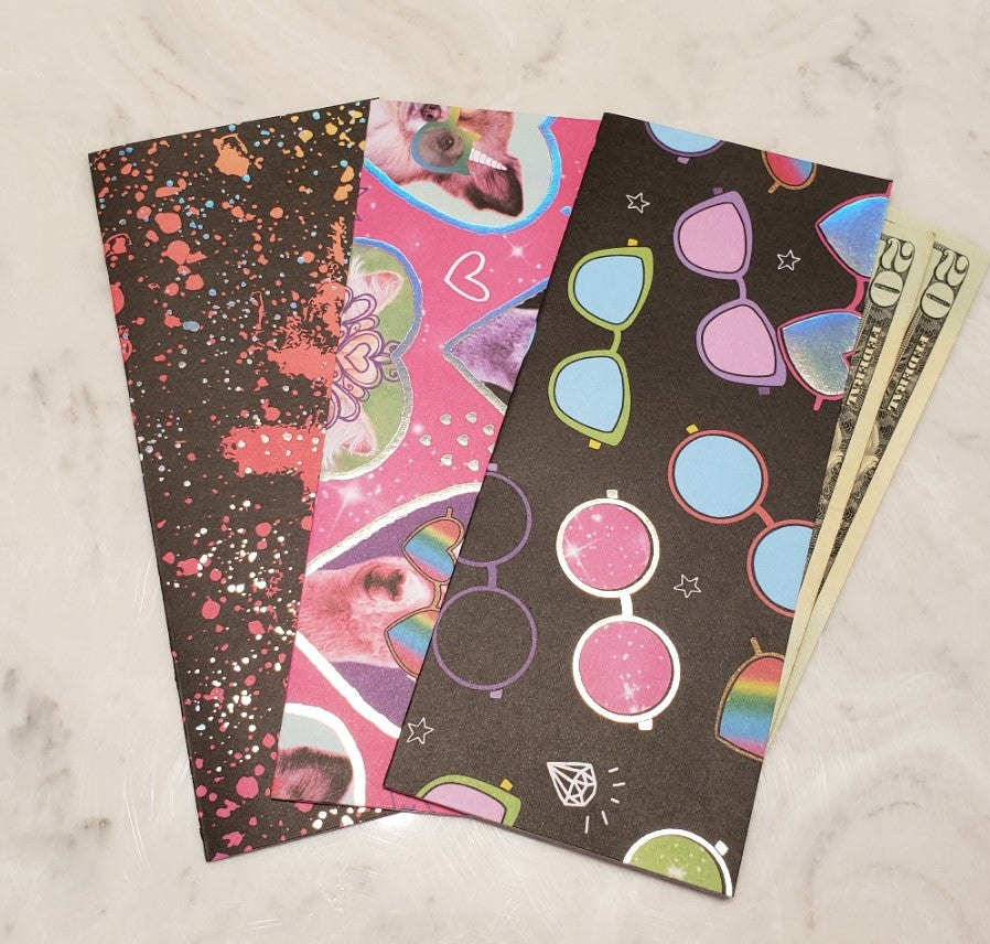 Laminated cash envelopes | set of 3| Children's Give Save Spend | Rainbows & Animals Llama with Sunglasses  | Dave Ramsey inspired