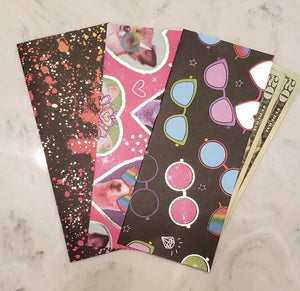 Laminated cash envelopes | set of 3| Children's Give Save Spend | Rainbows & Animals Llama with Sunglasses  | Dave Ramsey inspired