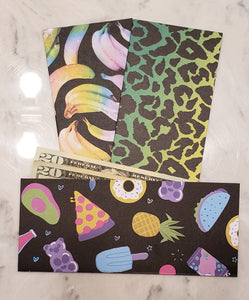 Laminated cash envelopes | set of 3| Children's Give Save Spend | Rainbows & Animals Food  | Dave Ramsey inspired