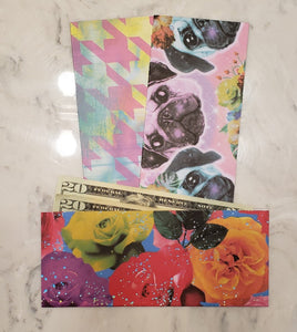 Laminated cash envelopes | set of 3| Children's Give Save Spend | Rainbows & Animals French Bulldog | Dave Ramsey inspired