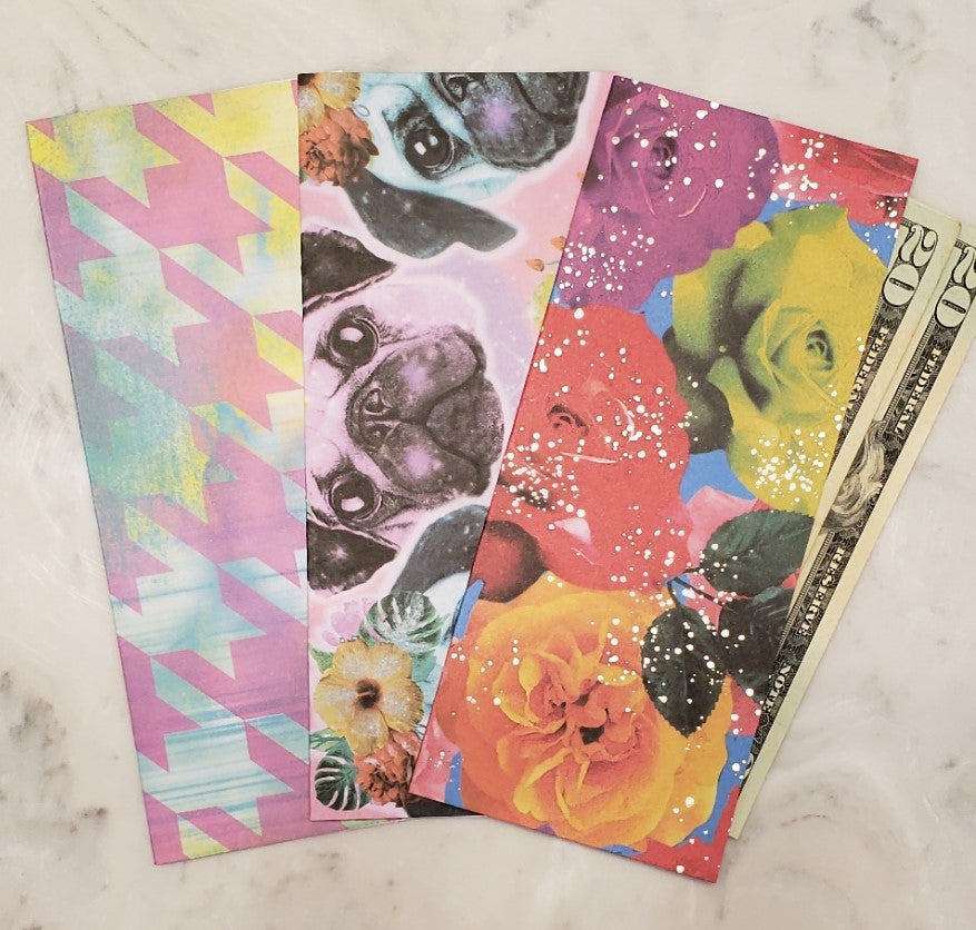 Laminated cash envelopes | set of 3| Children's Give Save Spend | Rainbows & Animals French Bulldog | Dave Ramsey inspired