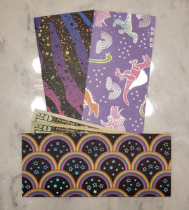 Laminated cash envelopes | set of 3| Children's Give Save Spend | Rainbows & Animals Dinosaurs  | Dave Ramsey inspired