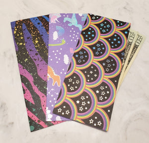 Laminated cash envelopes | set of 3| Children's Give Save Spend | Rainbows & Animals Dinosaurs  | Dave Ramsey inspired