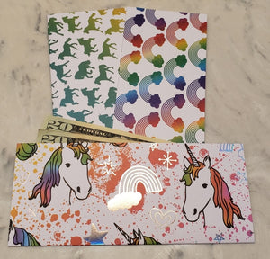 Laminated cash envelopes | set of 3| Children's Give Save Spend | Rainbows & Animals Unicorn  | Dave Ramsey inspired