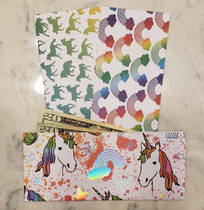 Laminated cash envelopes | set of 3| Children's Give Save Spend | Rainbows & Animals Unicorn  | Dave Ramsey inspired