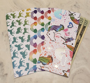 Laminated cash envelopes | set of 3| Children's Give Save Spend | Rainbows & Animals Unicorn  | Dave Ramsey inspired