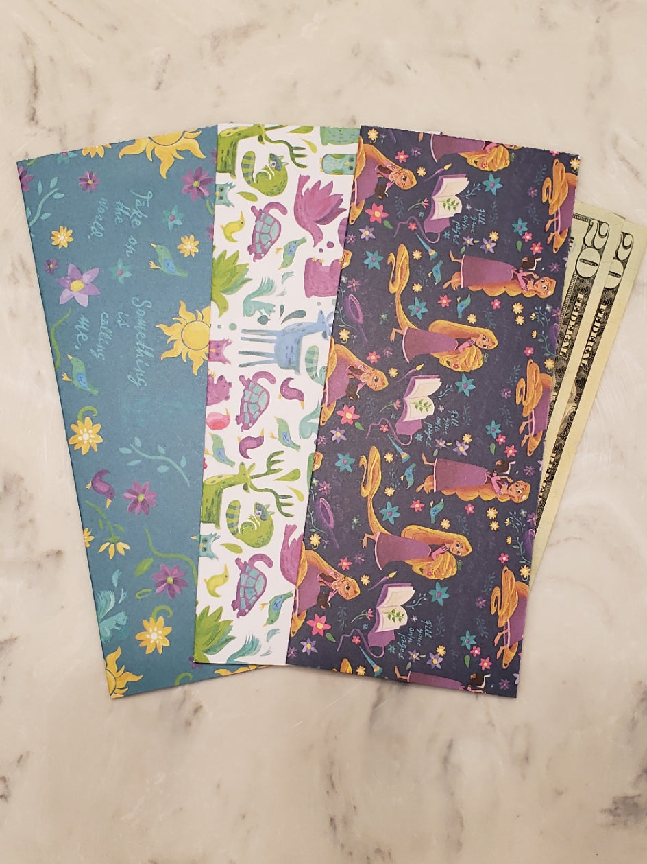 Laminated cash envelopes | set of 3| Children's Give Save Spend | Tangled Blue  | Dave Ramsey inspired