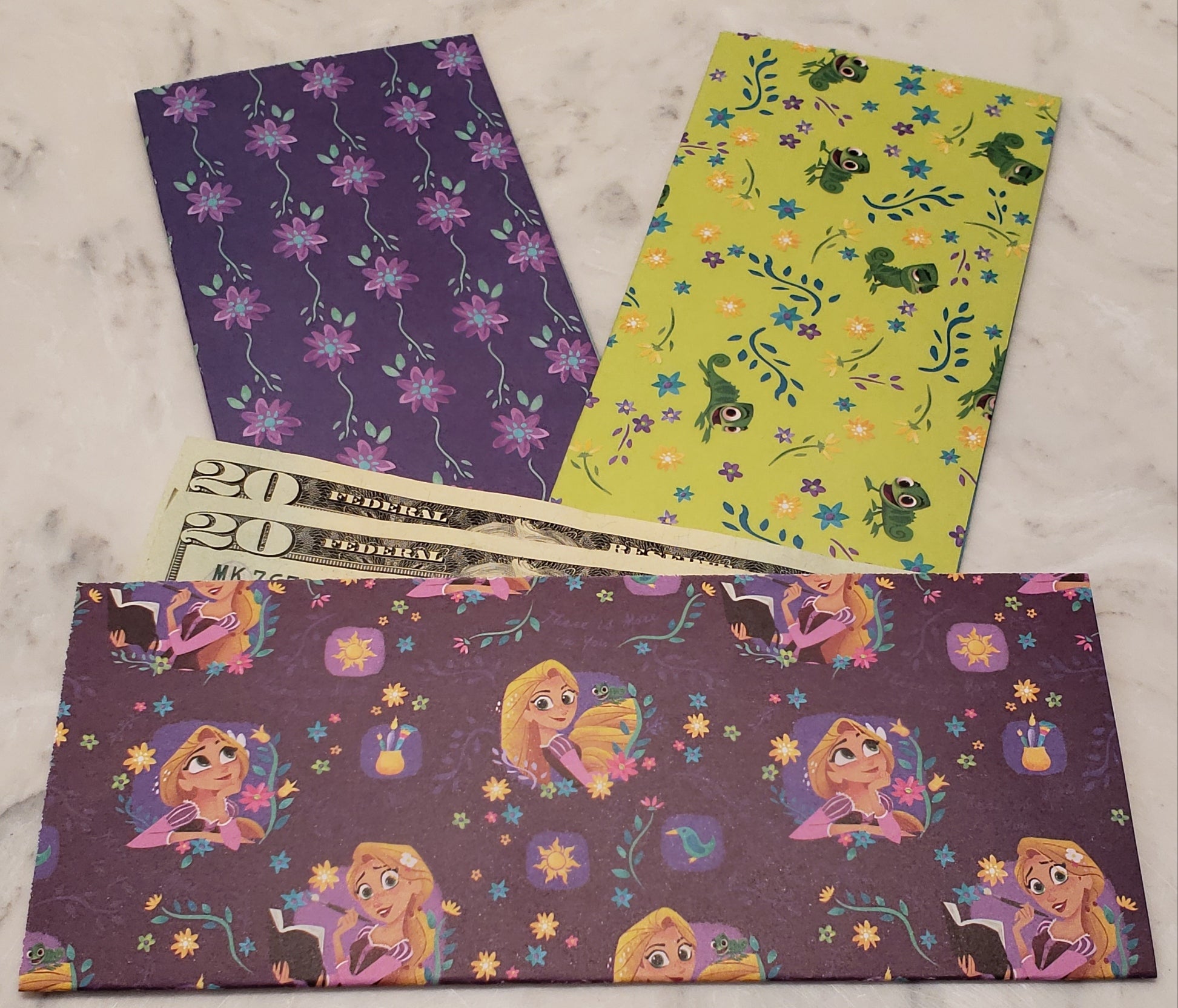 Laminated cash envelopes | set of 3| Children's Give Save Spend | Tangled Purple  | Dave Ramsey inspired
