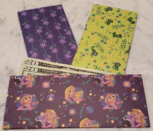 Laminated cash envelopes | set of 3| Children's Give Save Spend | Tangled Purple  | Dave Ramsey inspired