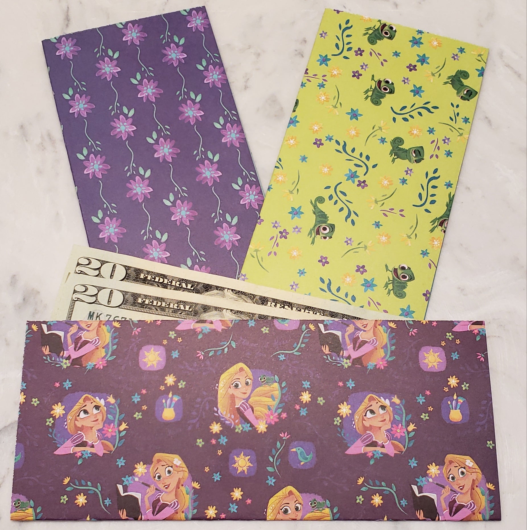 Laminated cash envelopes | set of 3| Children's Give Save Spend | Tangled Purple  | Dave Ramsey inspired