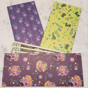 Laminated cash envelopes | set of 3| Children's Give Save Spend | Tangled Purple  | Dave Ramsey inspired