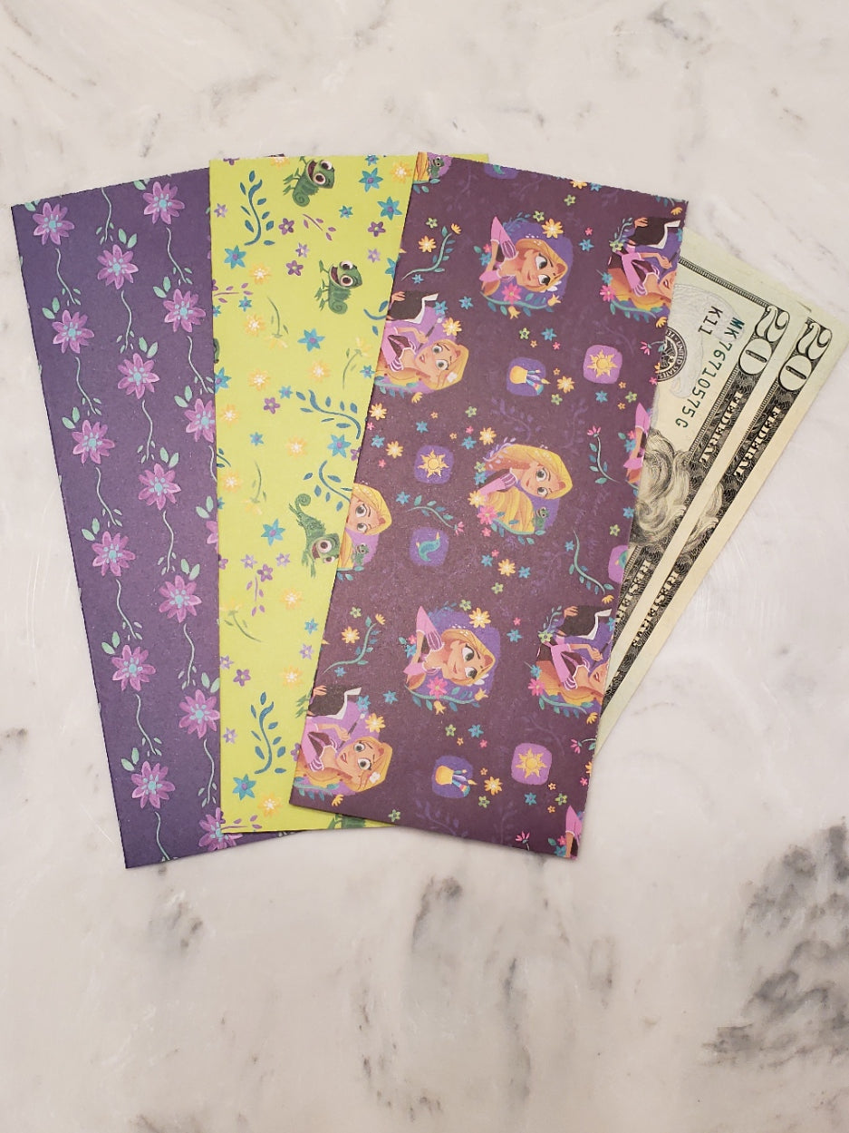 Laminated cash envelopes | set of 3| Children's Give Save Spend | Tangled Purple  | Dave Ramsey inspired