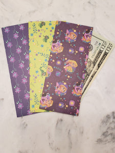 Laminated cash envelopes | set of 3| Children's Give Save Spend | Tangled Purple  | Dave Ramsey inspired