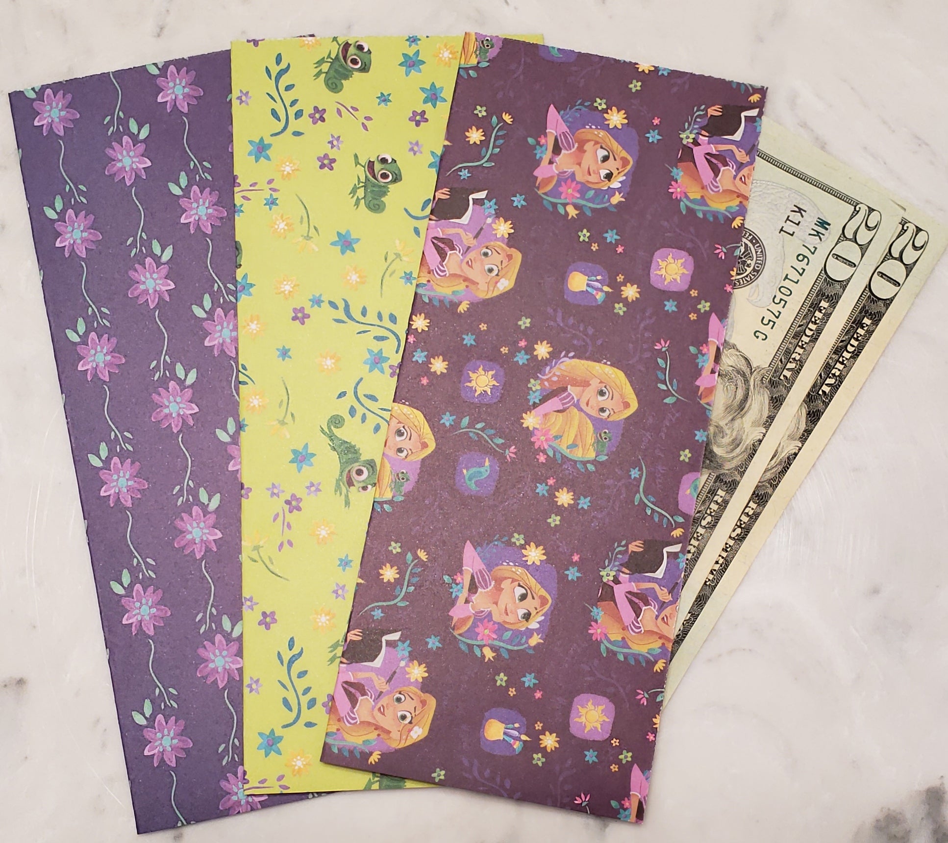 Laminated cash envelopes | set of 3| Children's Give Save Spend | Tangled Purple  | Dave Ramsey inspired