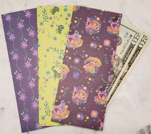 Laminated cash envelopes | set of 3| Children's Give Save Spend | Tangled Purple  | Dave Ramsey inspired