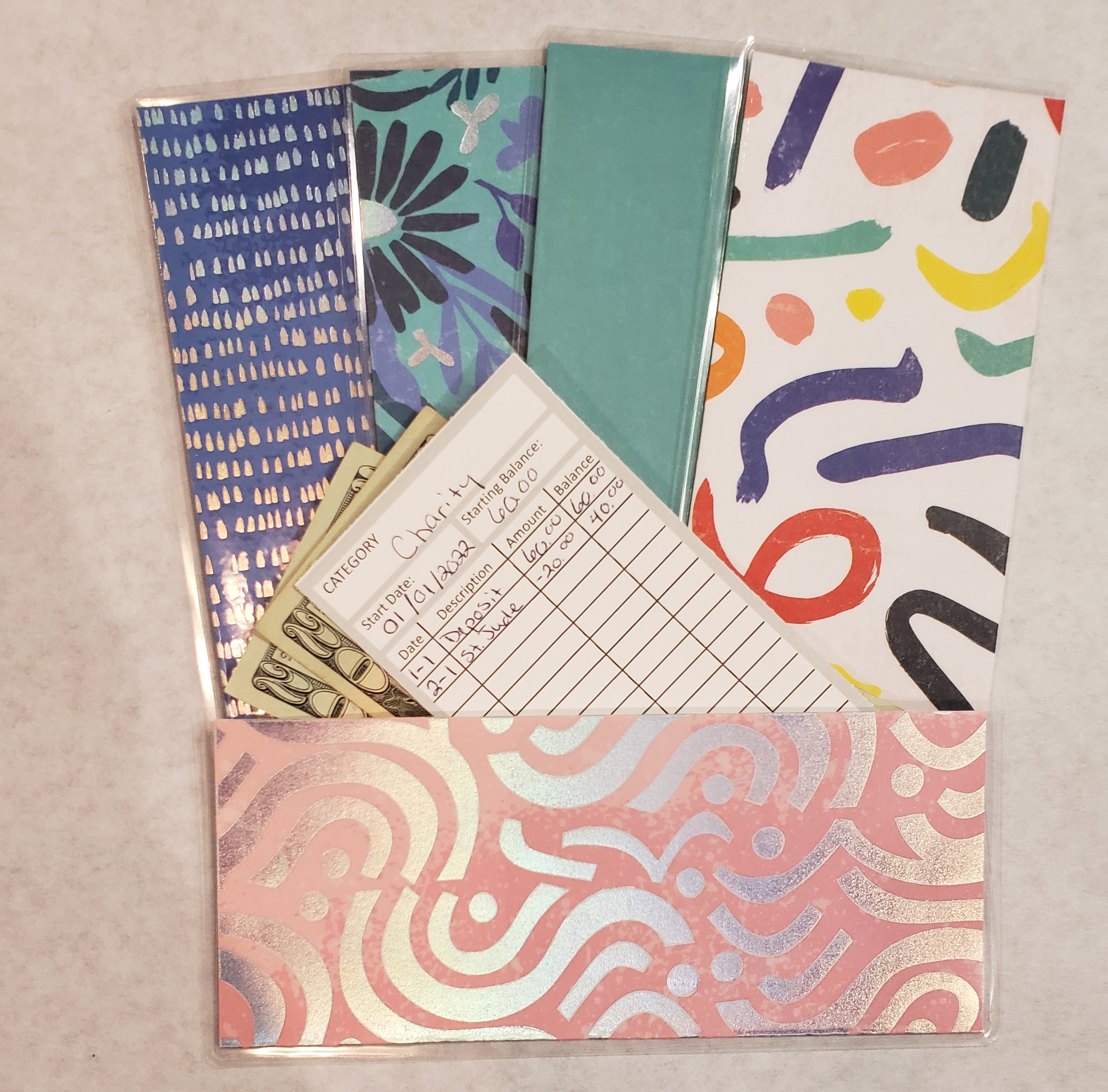 Laminated cash envelopes | set of 5| Daylight Lumiere De Jour| Feeling Blue| Dave Ramsey inspired
