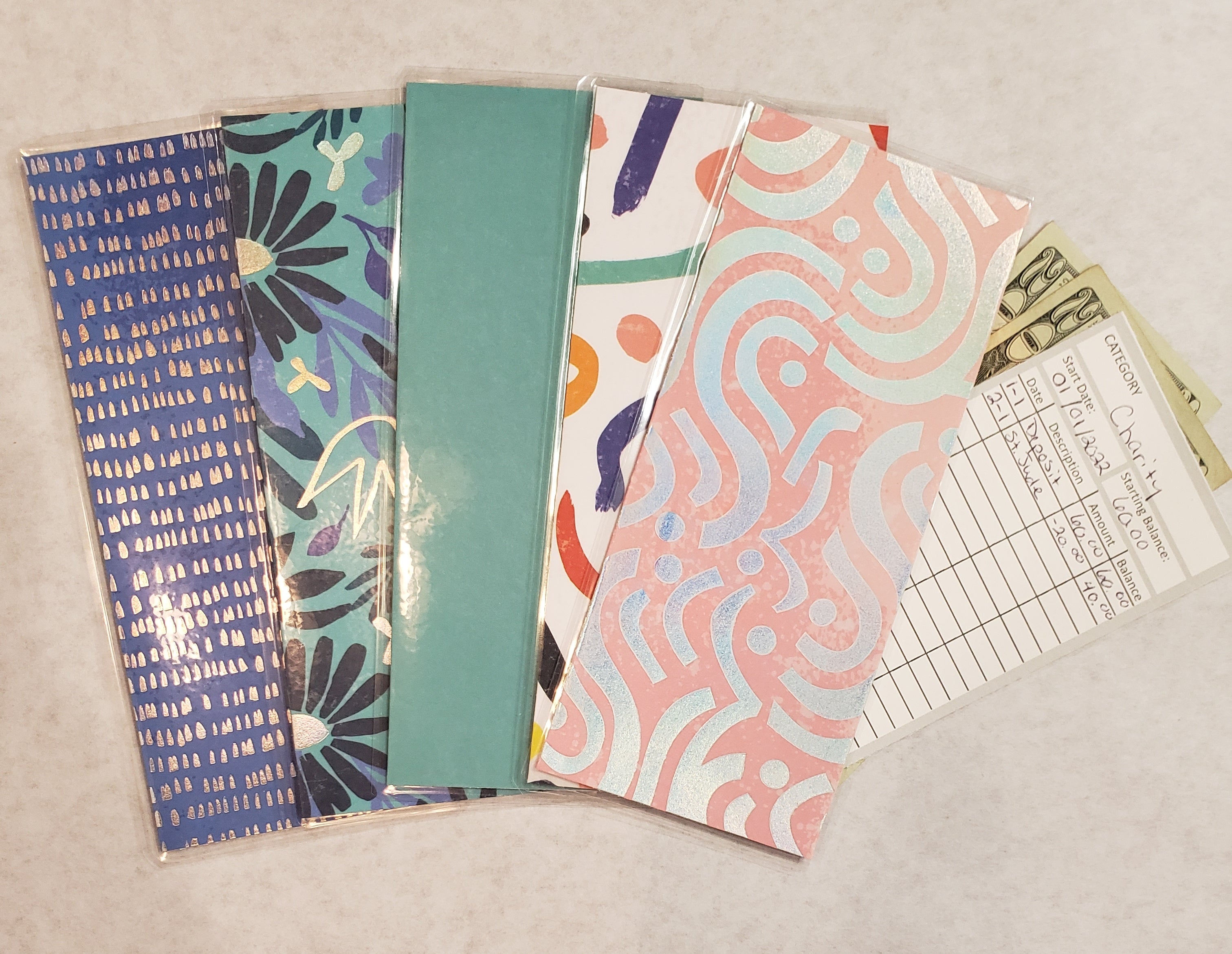 Laminated cash envelopes | set of 5| Daylight Lumiere De Jour| Feeling Blue| Dave Ramsey inspired