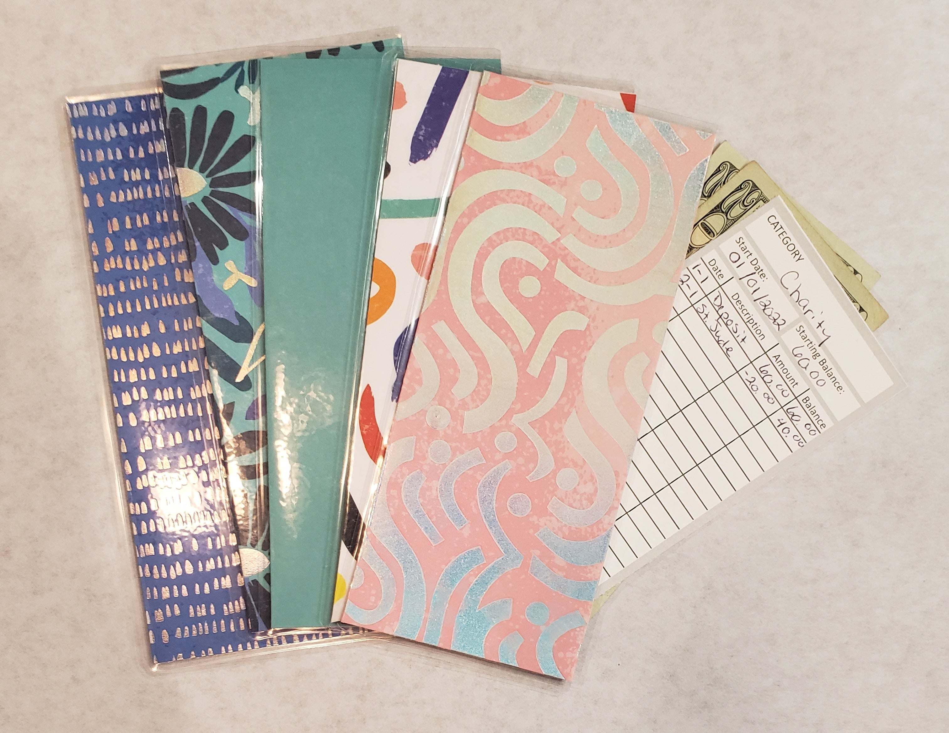 Laminated cash envelopes | set of 5| Daylight Lumiere De Jour| Feeling Blue| Dave Ramsey inspired