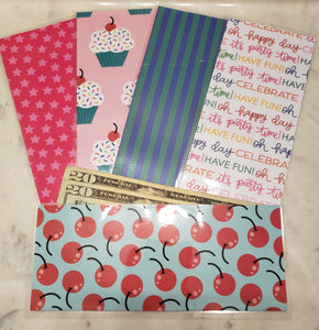 Laminated cash envelopes | set of 5| Treat Yourself Cherries | Dave Ramsey inspired