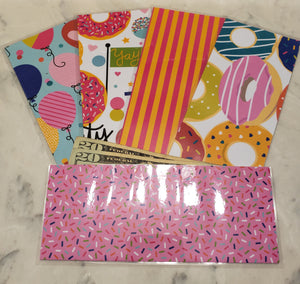 Laminated cash envelopes | set of 5| Treat Yourself Donuts | Dave Ramsey inspired