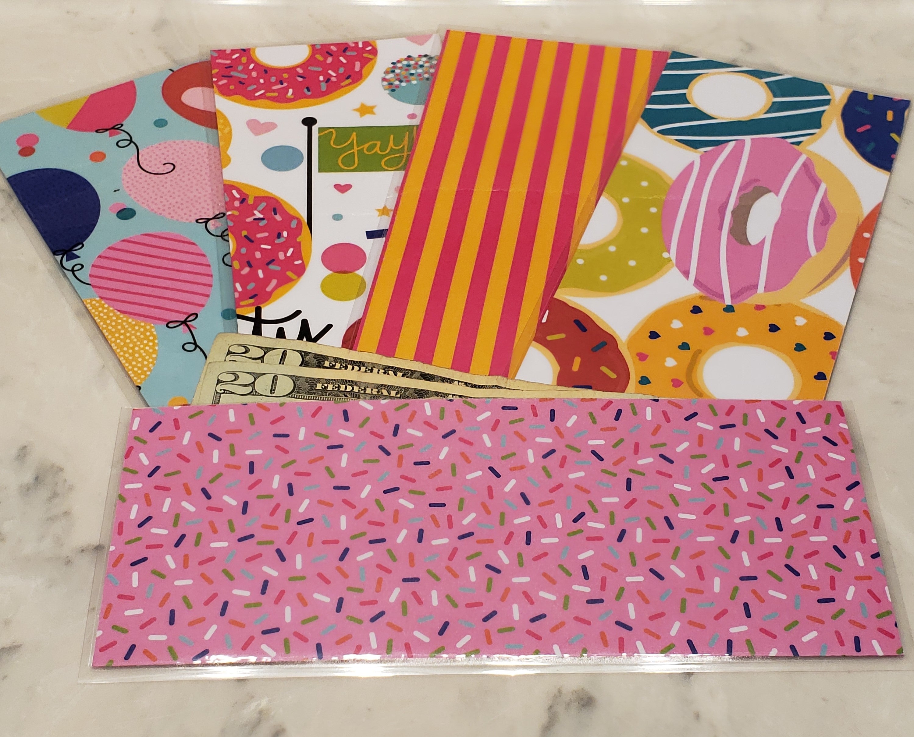 Laminated cash envelopes | set of 5| Treat Yourself Donuts | Dave Ramsey inspired
