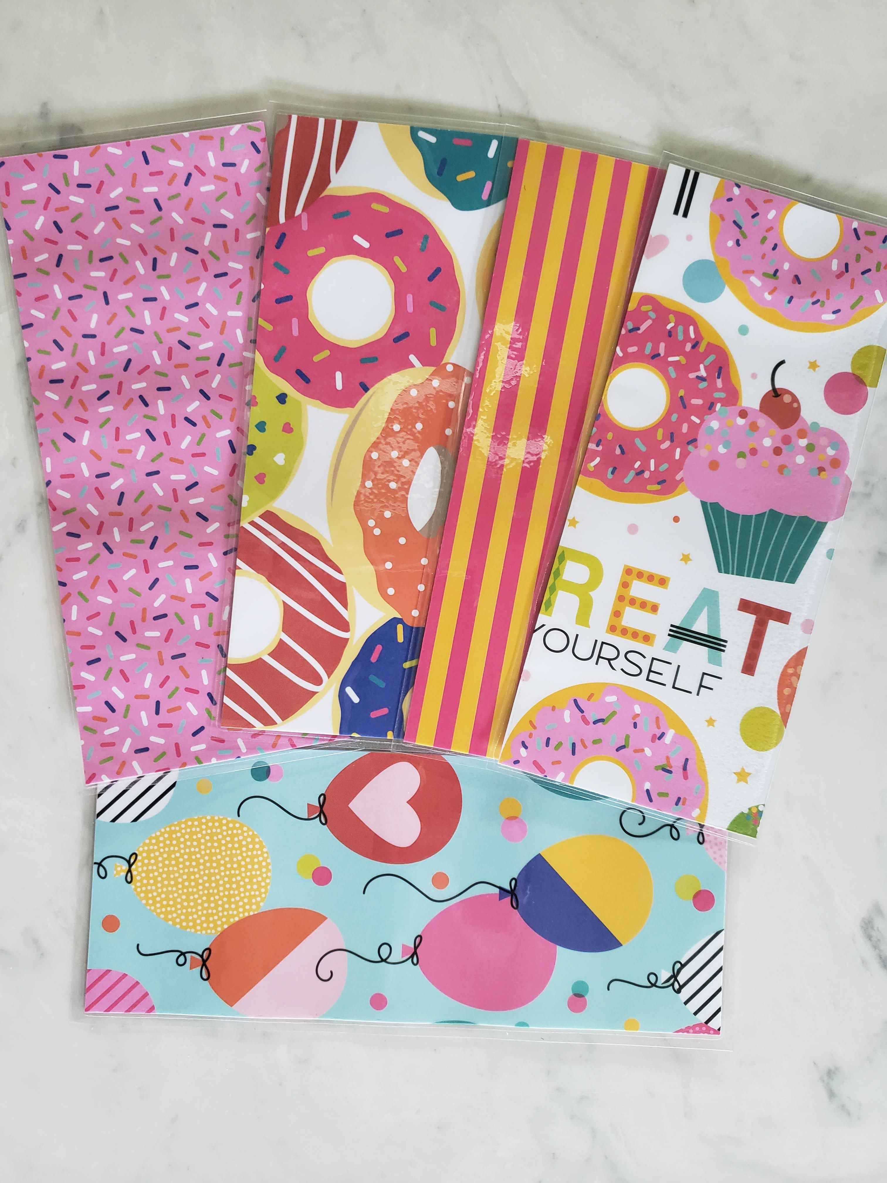 Laminated cash envelopes | set of 5| Treat Yourself Donuts | Dave Ramsey inspired